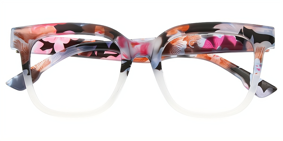 Floral Horn Fancy Plastic Eyeglasses