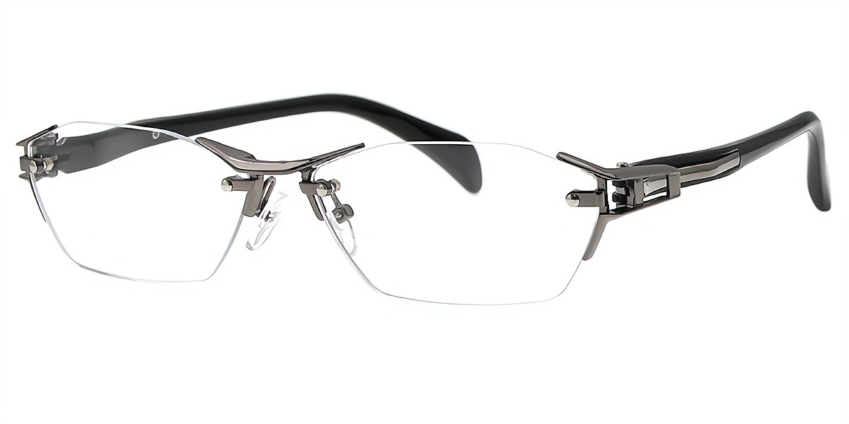Gray Browline Chic Mixed Materials Eyeglasses