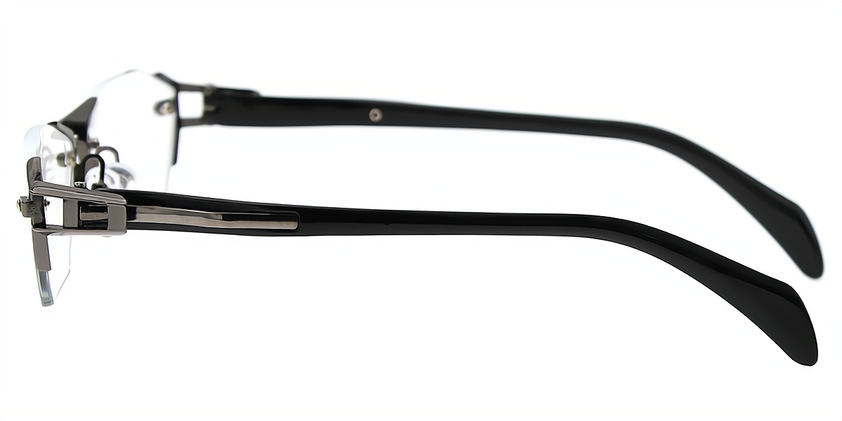 Gray Browline Chic Mixed Materials Eyeglasses