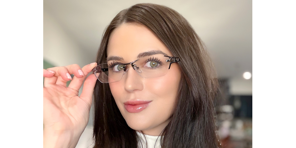 Gray Browline Chic Mixed Materials Eyeglasses