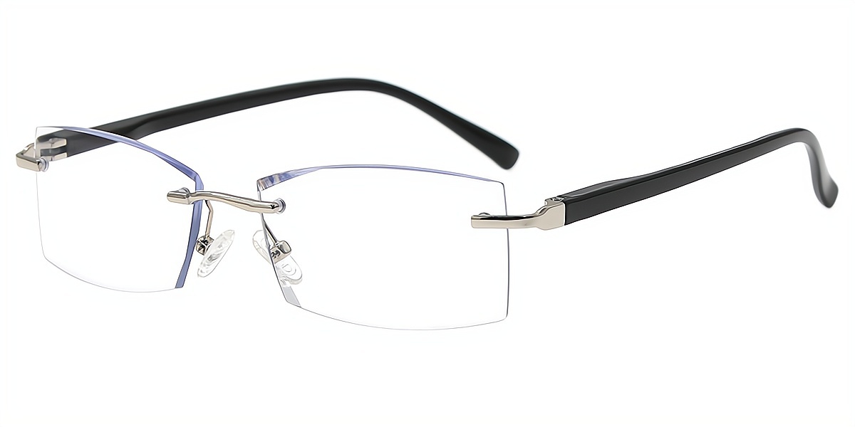 Black Geometric Chic Mixed Materials Eyeglasses