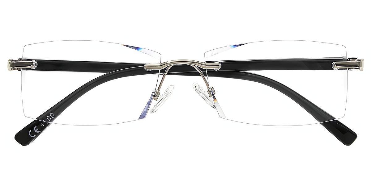 Black Geometric Chic Mixed Materials Eyeglasses