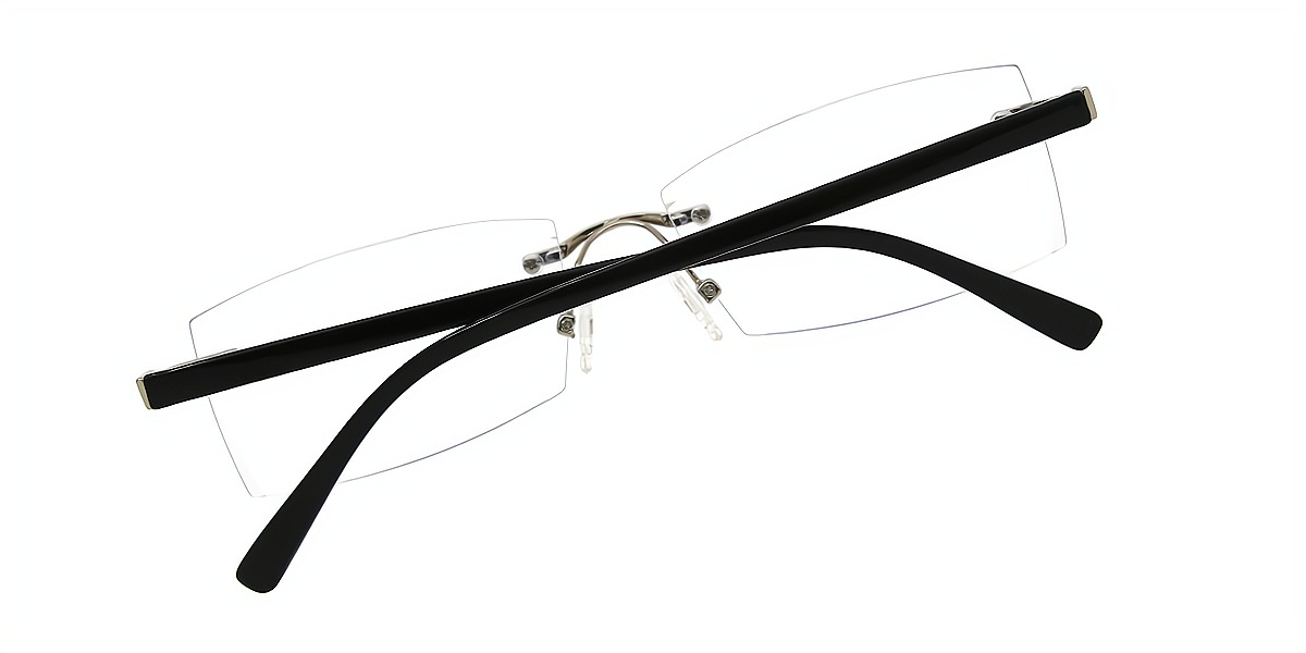 Black Geometric Chic Mixed Materials Eyeglasses