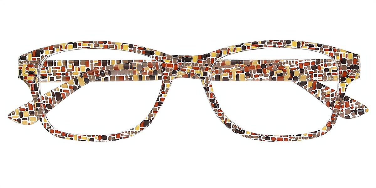 Brown Rectangle Grandpa Plastic Eyeglasses