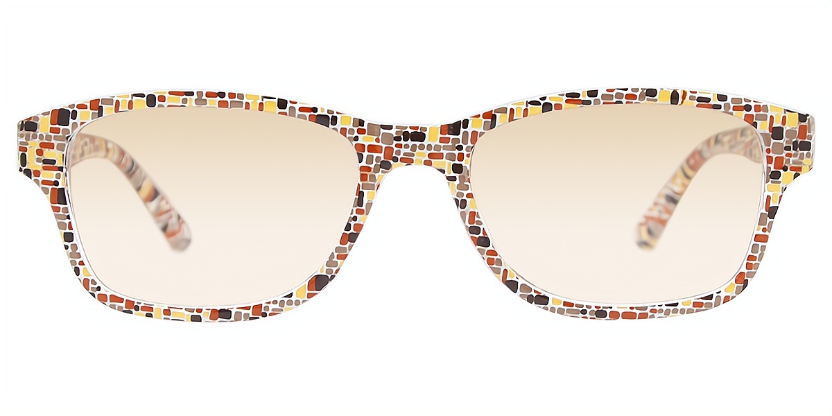 Brown Rectangle Grandpa Plastic Eyeglasses