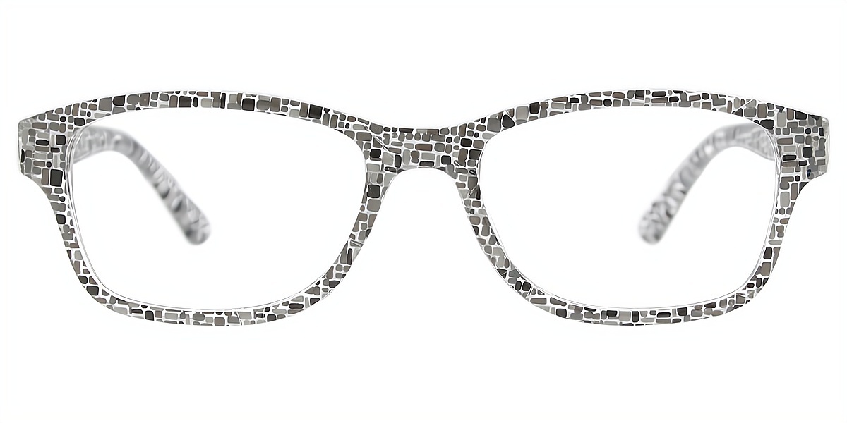 Gray Rectangle Grandpa Plastic Eyeglasses