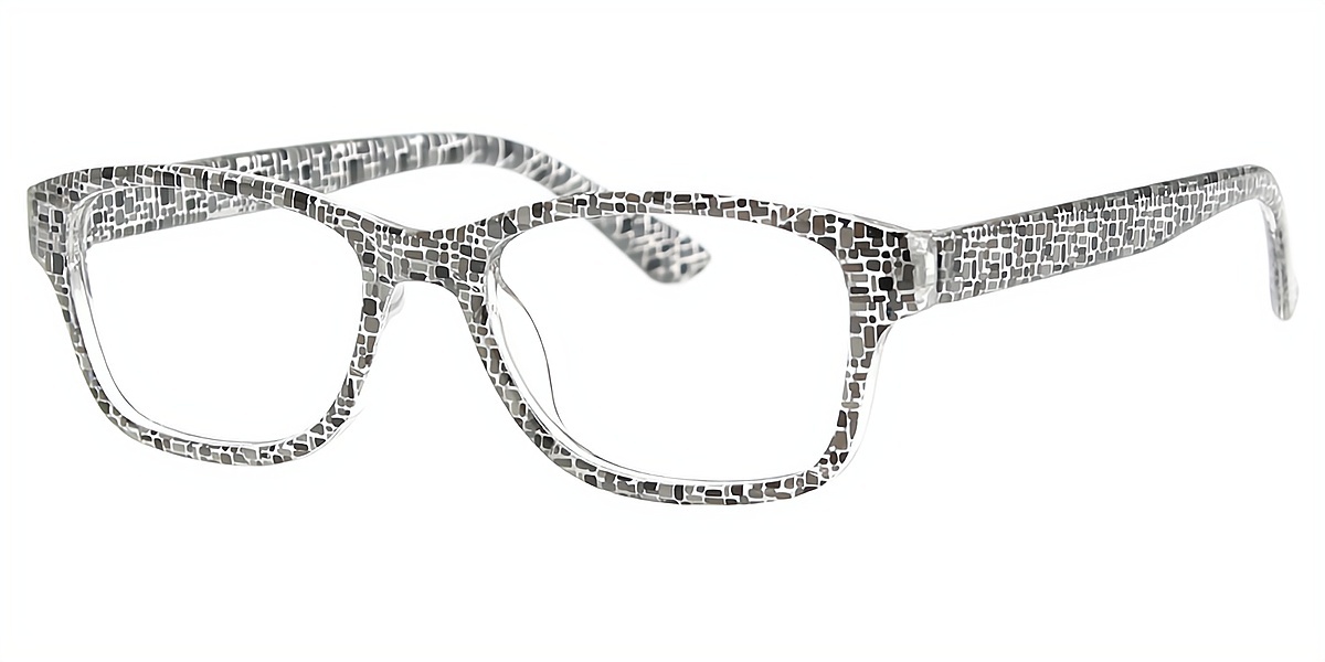 Gray Rectangle Grandpa Plastic Eyeglasses