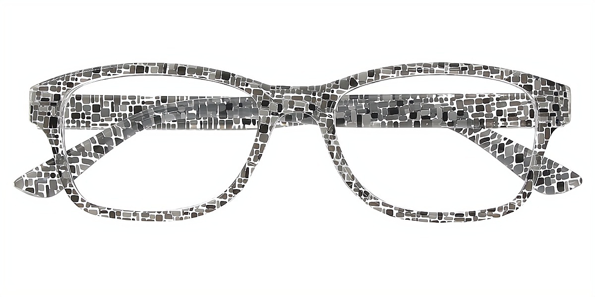 Gray Rectangle Grandpa Plastic Eyeglasses