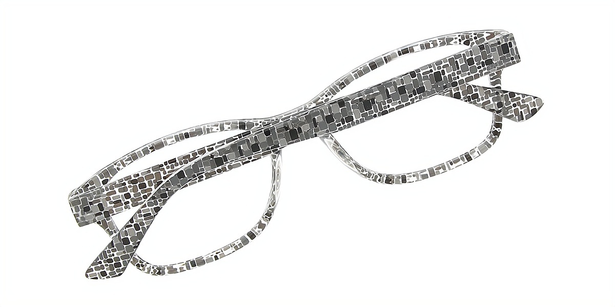 Gray Rectangle Grandpa Plastic Eyeglasses