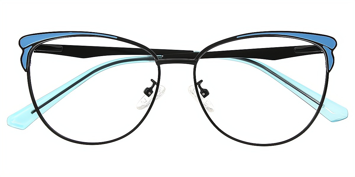 Blue Cat Eye Unique Metal Eyeglasses