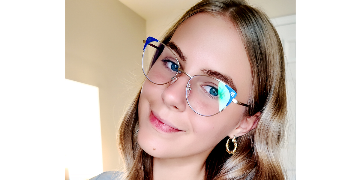 Blue Cat Eye Elegant Metal Eyeglasses