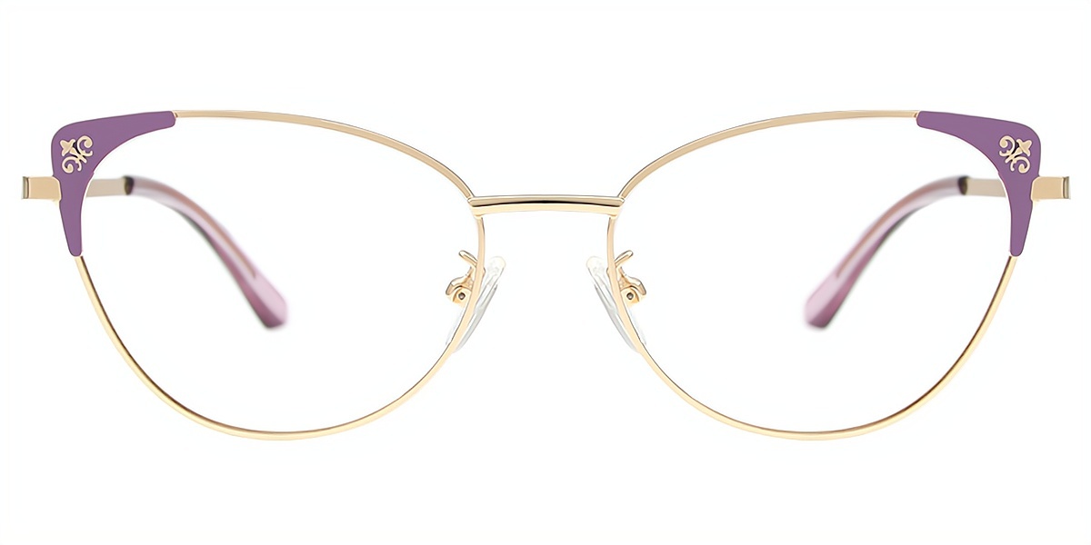 Purple Cat Eye Elegant Metal Eyeglasses