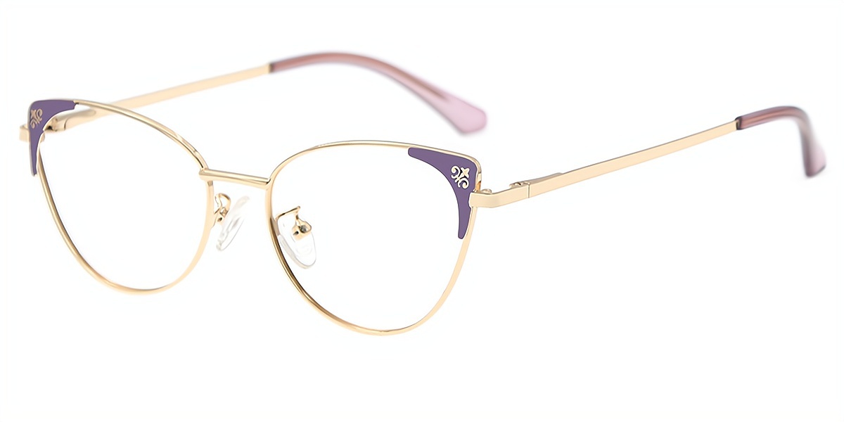 Purple Cat Eye Elegant Metal Eyeglasses