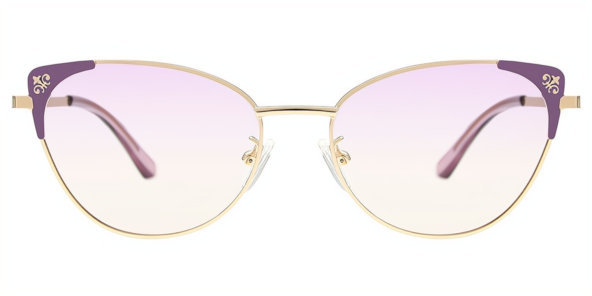 Purple Cat Eye Elegant Metal Eyeglasses