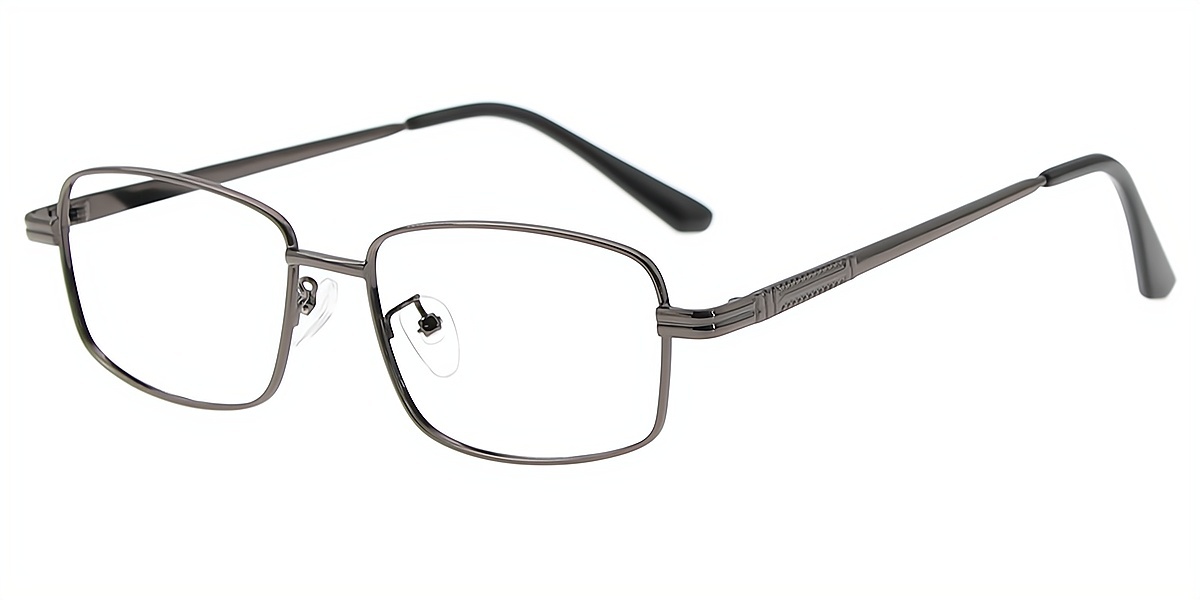 Gray Rectangle Simple Metal Eyeglasses