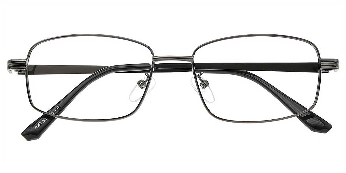 Gray Rectangle Simple Metal Eyeglasses