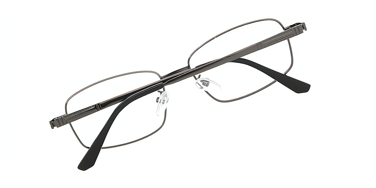 Gray Rectangle Simple Metal Eyeglasses