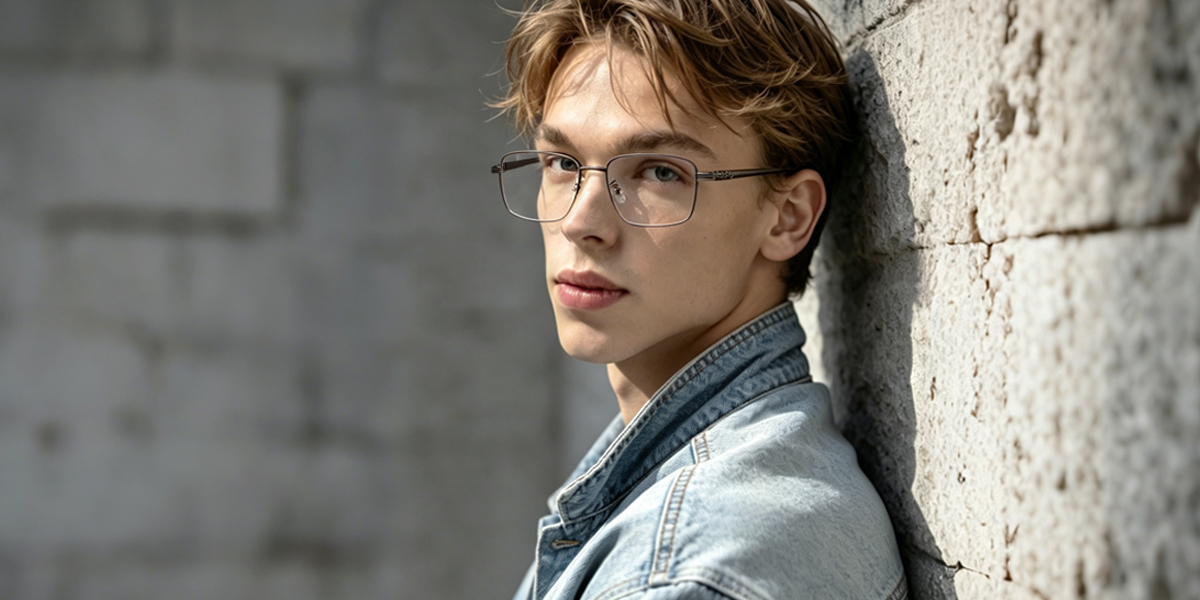 Gray Rectangle Simple Metal Eyeglasses