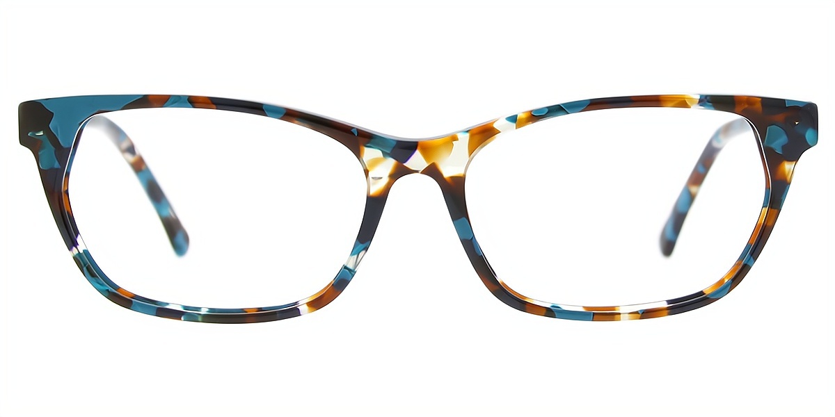 Blue Rectangle Ornate Acetate Eyeglasses