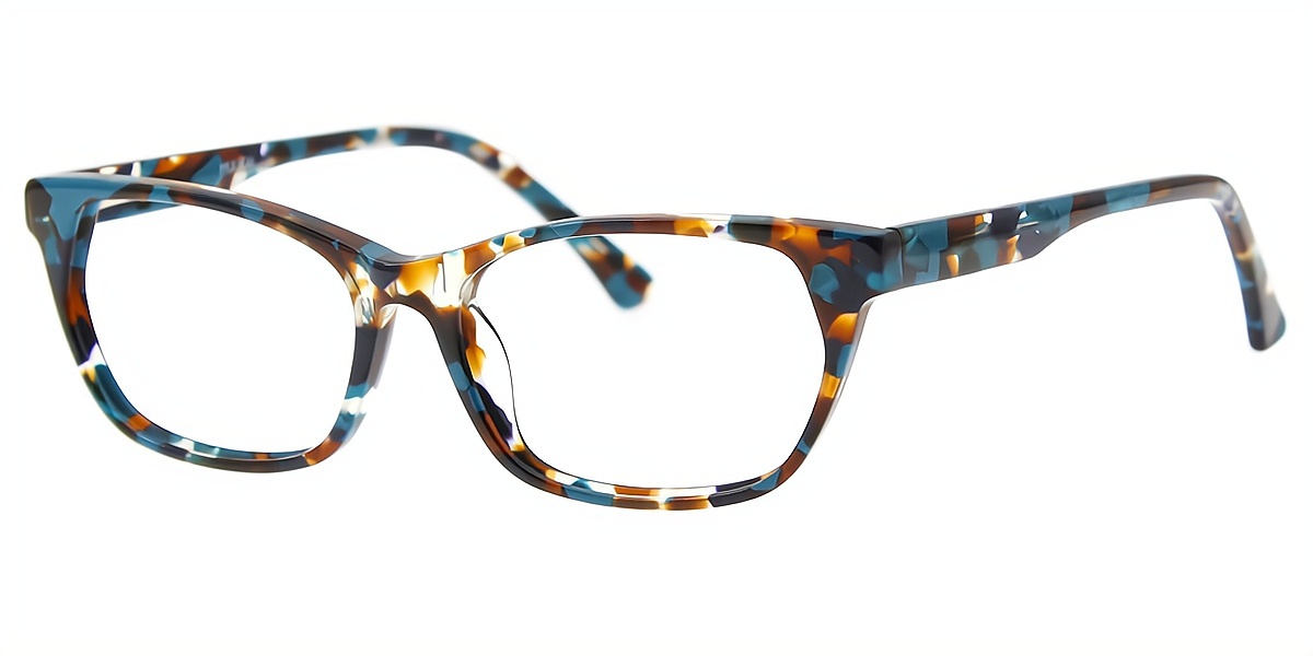 Blue Rectangle Ornate Acetate Eyeglasses