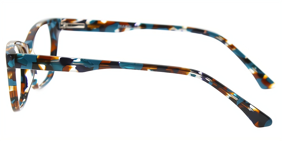Blue Rectangle Ornate Acetate Eyeglasses
