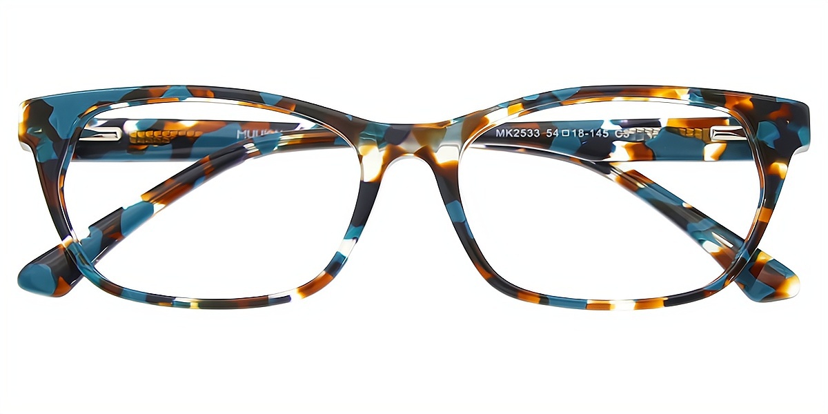 Blue Rectangle Ornate Acetate Eyeglasses