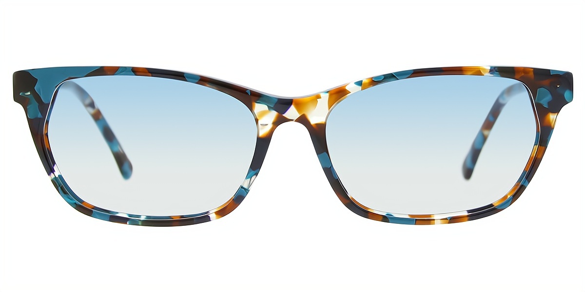 Blue Rectangle Ornate Acetate Eyeglasses