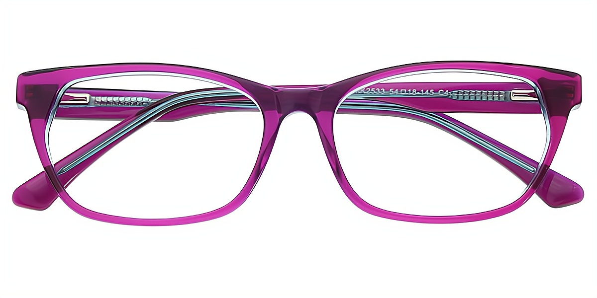Purple Rectangle Ornate Acetate Eyeglasses
