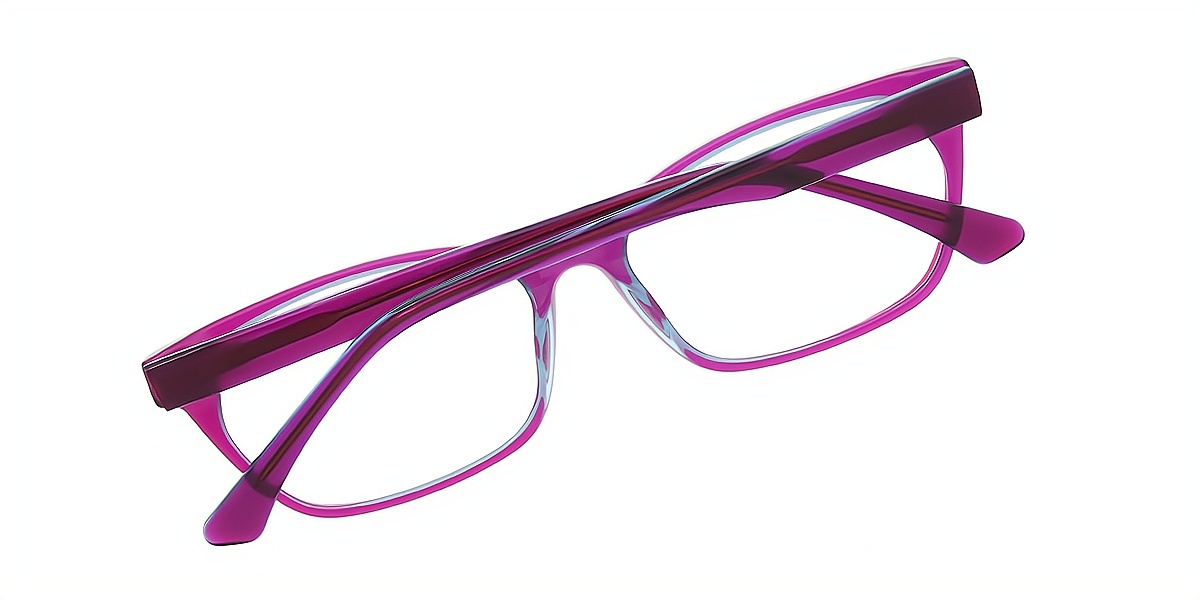 Purple Rectangle Ornate Acetate Eyeglasses
