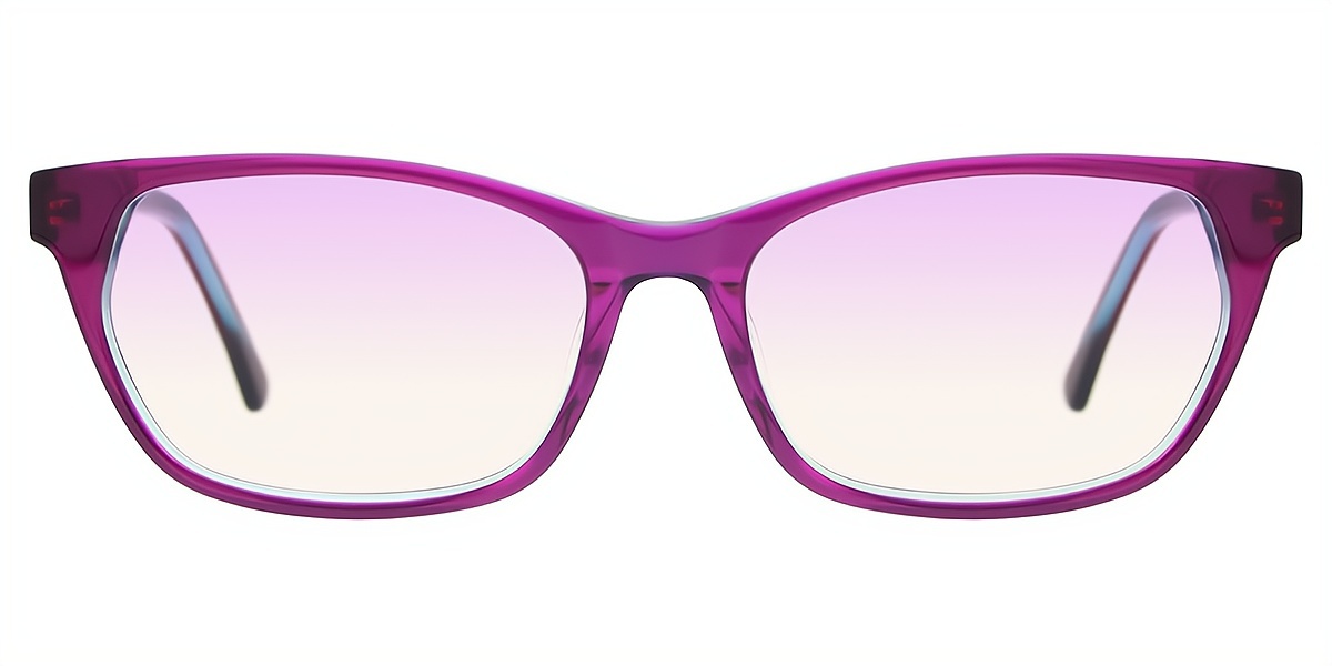 Purple Rectangle Ornate Acetate Eyeglasses