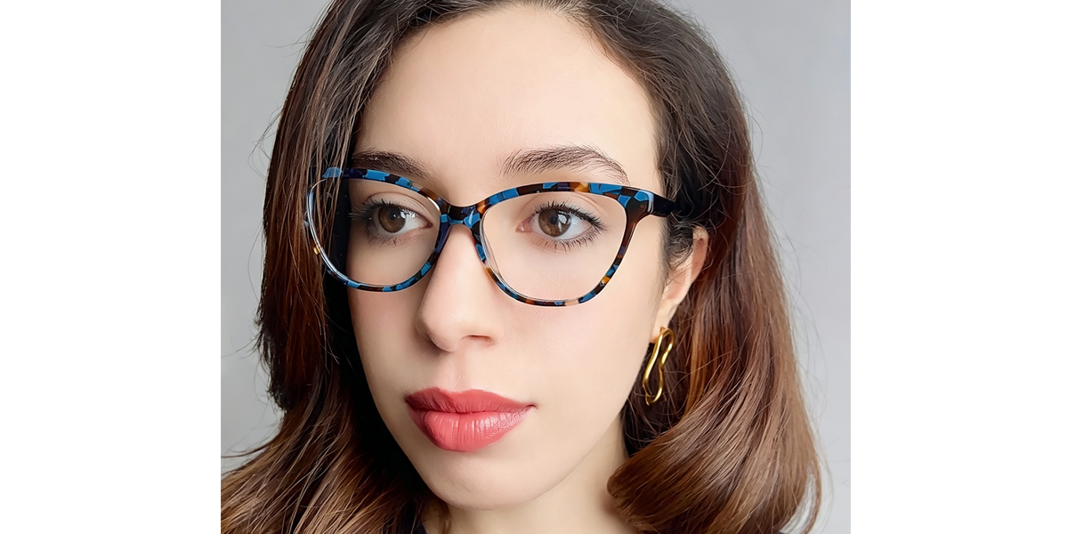 Blue Cat Eye Retro Acetate Eyeglasses