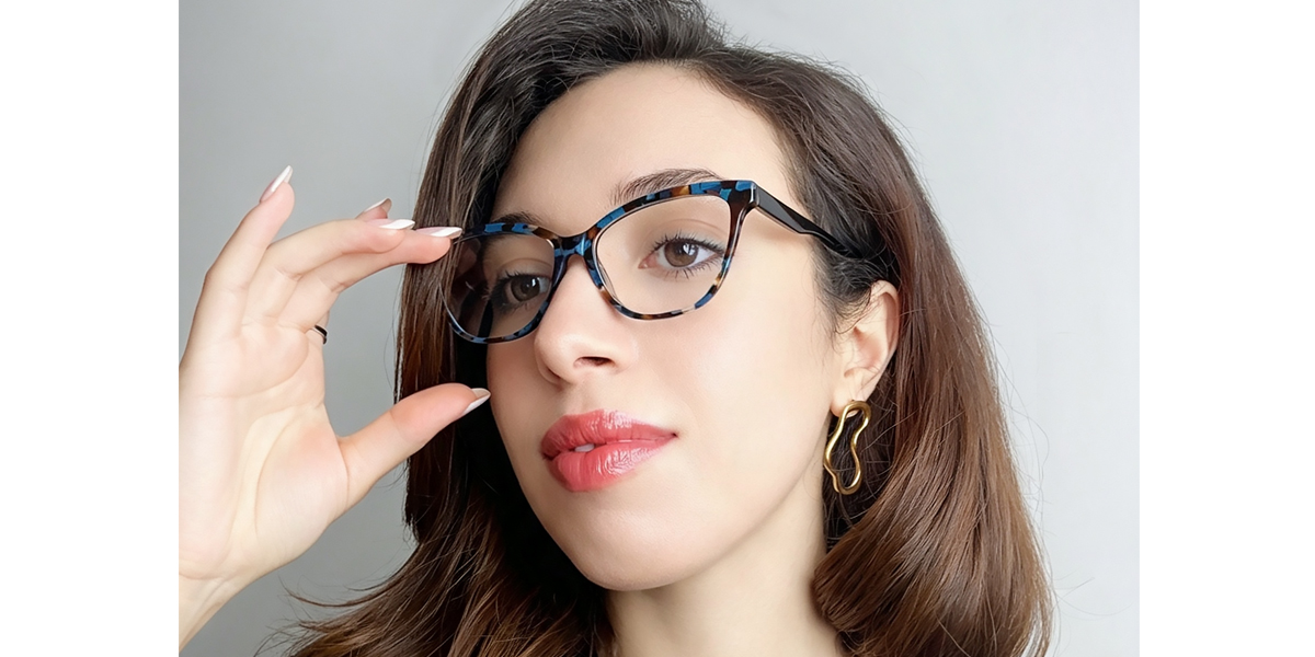 Blue Cat Eye Retro Acetate Eyeglasses