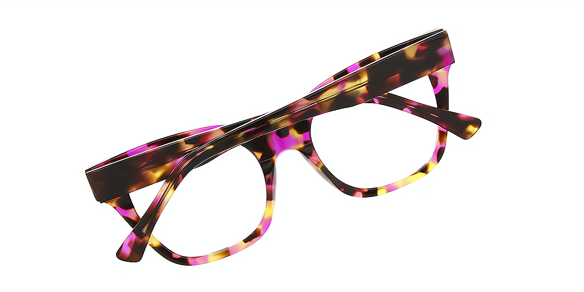Multicolor Butterfly Wide Acetate Eyeglasses