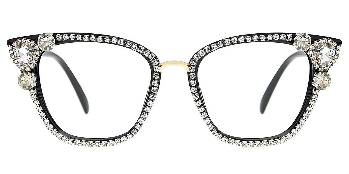 Black Cat Eye Hipster Plastic Eyeglasses