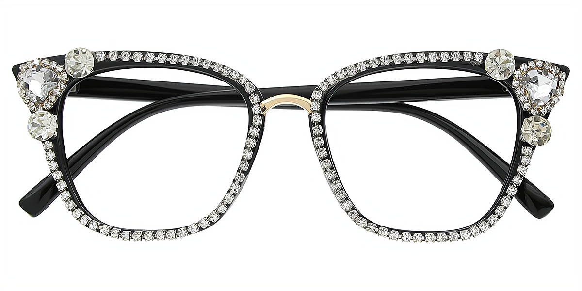 Black Cat Eye Hipster Plastic Eyeglasses