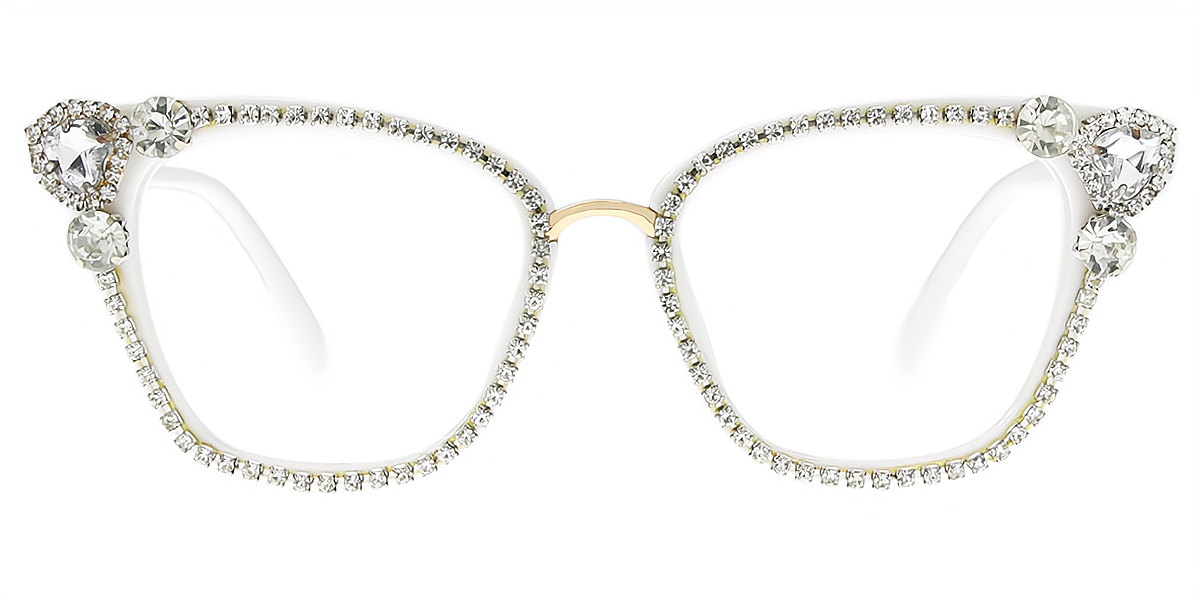 White Cat Eye Hipster Plastic Eyeglasses