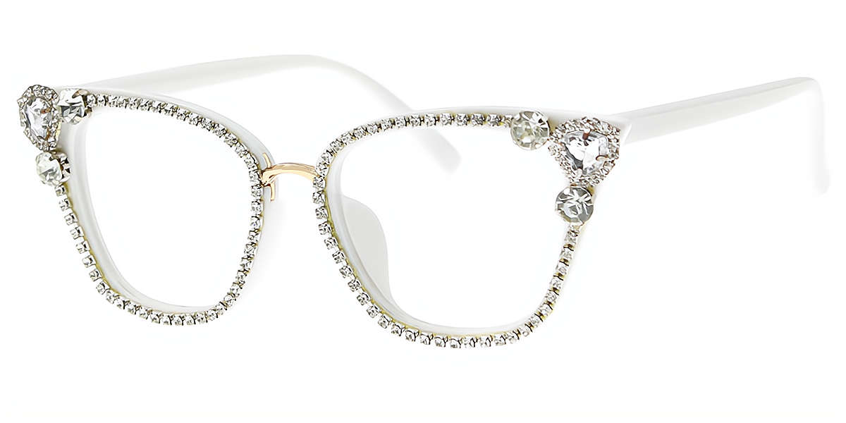 White Cat Eye Hipster Plastic Eyeglasses