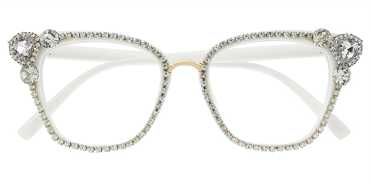 White Cat Eye Hipster Plastic Eyeglasses