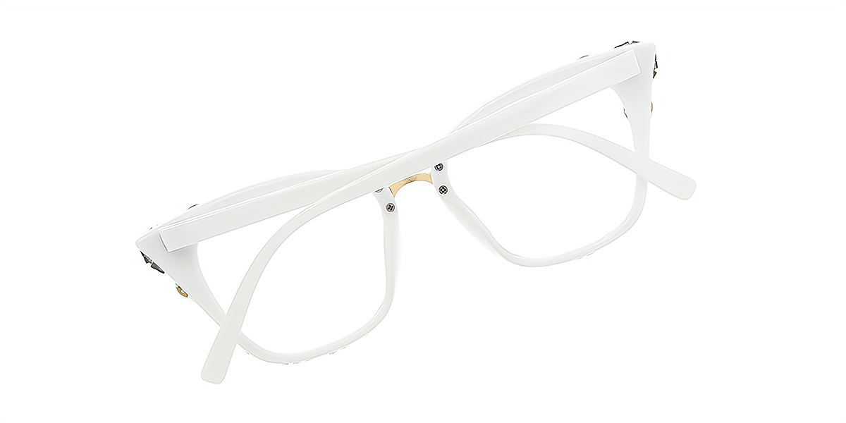 White Cat Eye Hipster Plastic Eyeglasses