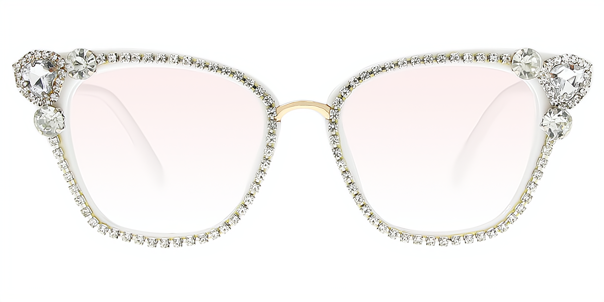 White Cat Eye Hipster Plastic Eyeglasses