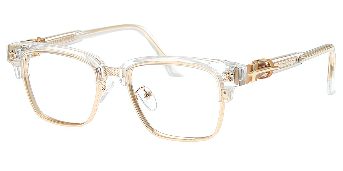 Clear Browline Classic Mixed Materials Eyeglasses