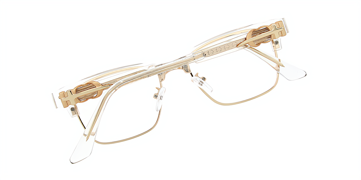 Clear Browline Classic Mixed Materials Eyeglasses