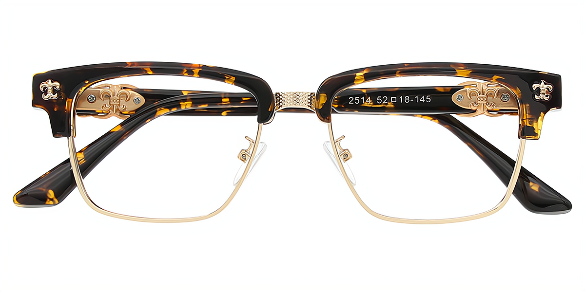Tortoise Golden Browline Classic Mixed Materials Eyeglasses