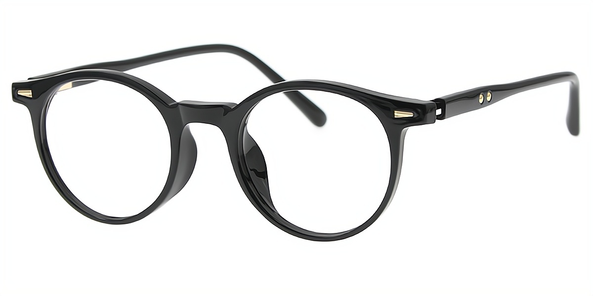 Black Round Simple TR90 Eyeglasses