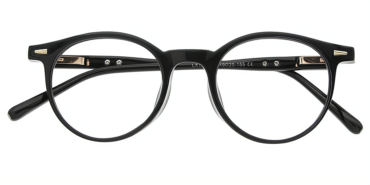 Black Round Simple TR90 Eyeglasses