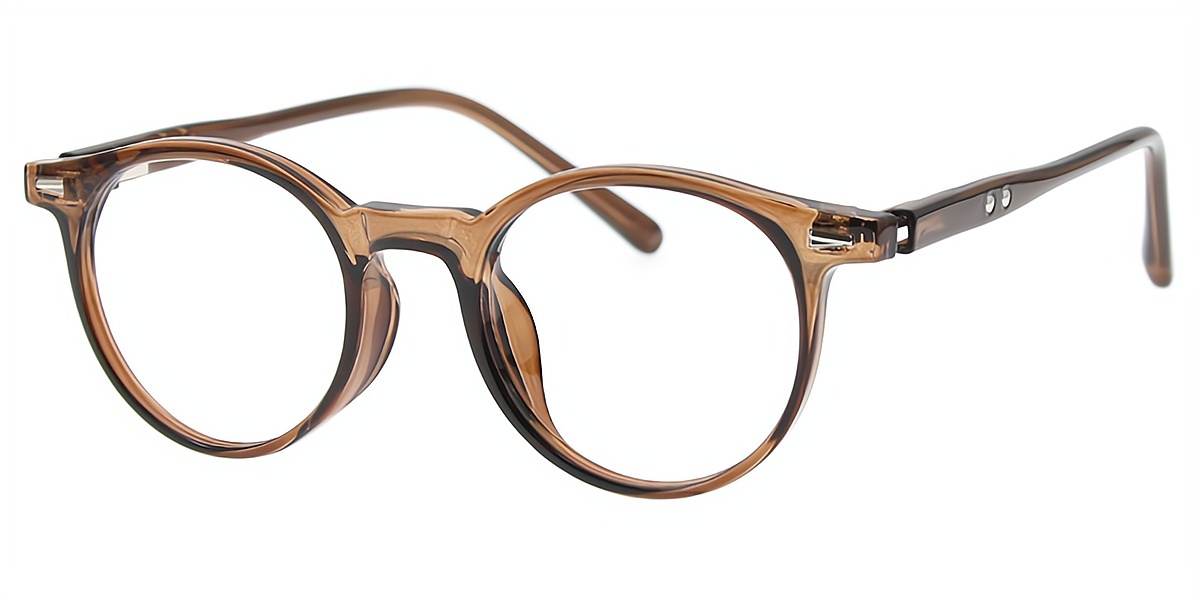 Brown Round Simple TR90 Eyeglasses