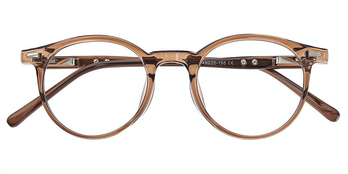 Brown Round Simple TR90 Eyeglasses