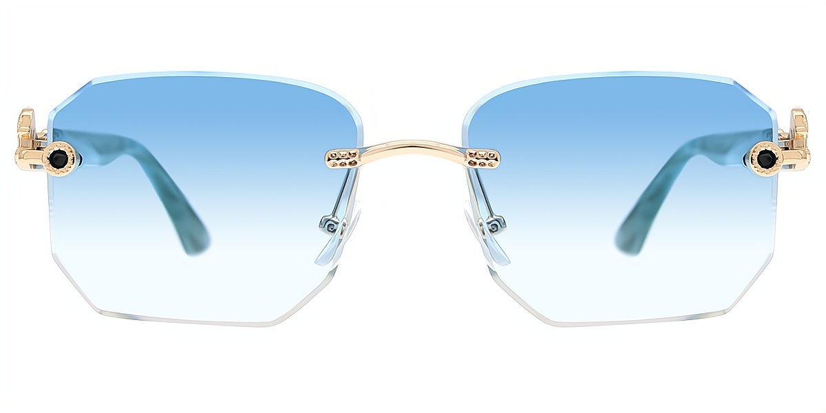 Blue Rectangle Simple Plastic Eyeglasses