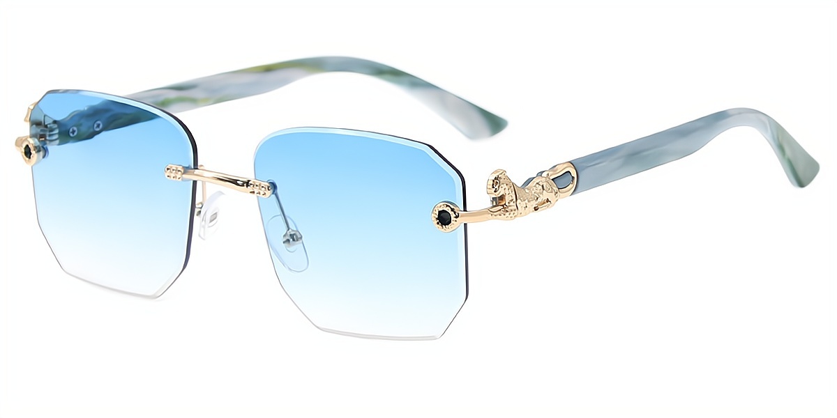 Blue Rectangle Simple Plastic Eyeglasses