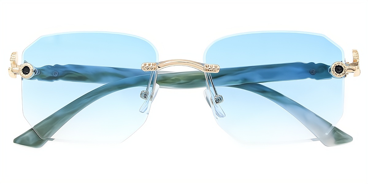 Blue Rectangle Simple Plastic Eyeglasses